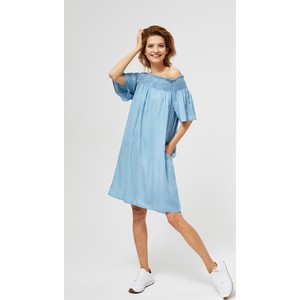 Niebieska sukienka Moodo.pl mini oversize z długim rękawem