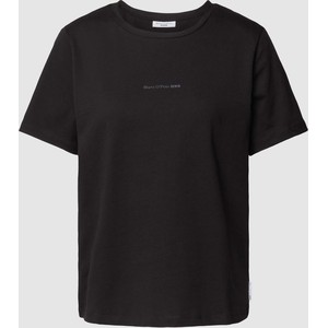 Czarny t-shirt Marc O'Polo w stylu casual z krótkim rękawem z bawełny
