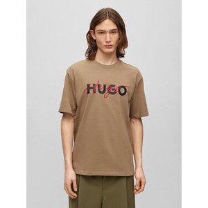 Brązowy t-shirt Hugo Boss w młodzieżowym stylu