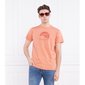 Pomarańczowy t-shirt Pepe Jeans w stylu casual z bawełny