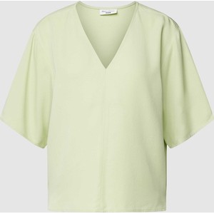 Zielona bluzka Marc O'Polo w stylu casual z krótkim rękawem z dekoltem w kształcie litery v