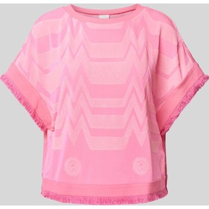 Różowa bluzka Sportalm z krótkim rękawem z okrągłym dekoltem w stylu casual