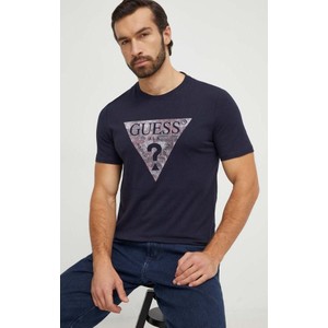 T-shirt Guess z bawełny w młodzieżowym stylu z nadrukiem