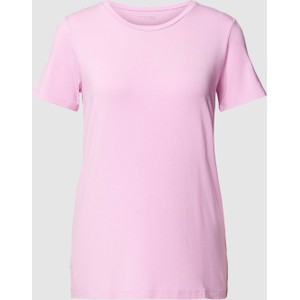 Różowy t-shirt Schiesser z krótkim rękawem w stylu casual z okrągłym dekoltem
