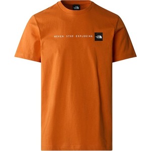 Pomarańczowy t-shirt The North Face w sportowym stylu z bawełny z krótkim rękawem