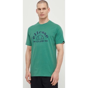 Zielony t-shirt Ellesse z nadrukiem z krótkim rękawem z bawełny