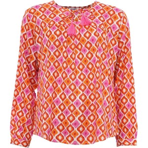 Pomarańczowa bluzka Zwillingsherz w stylu casual z okrągłym dekoltem