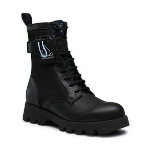 Czarne buty zimowe Karl Lagerfeld sznurowane w stylu casual
