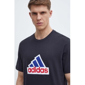 Czarny t-shirt Adidas z bawełny z krótkim rękawem