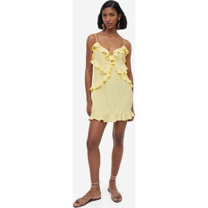 Żółta sukienka H & M z dekoltem w kształcie litery v mini w stylu casual