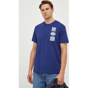 Niebieski t-shirt G-Star Raw z nadrukiem w młodzieżowym stylu