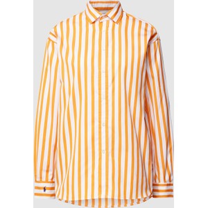 Pomarańczowa koszula POLO RALPH LAUREN w stylu casual z bawełny z kołnierzykiem