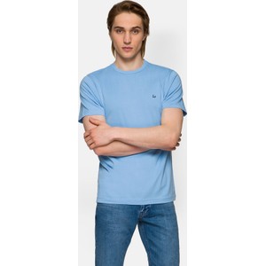 Niebieski t-shirt LANCERTO w stylu casual z bawełny z krótkim rękawem