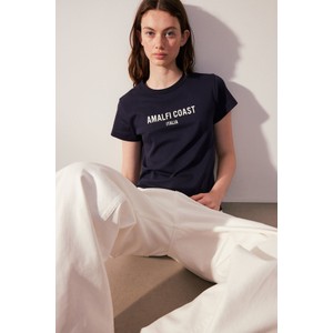 T-shirt H & M z krótkim rękawem z okrągłym dekoltem w młodzieżowym stylu