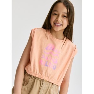 Pomarańczowa bluzka dziecięca Reserved dla dziewczynek z bawełny