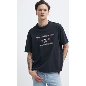 Czarny t-shirt Abercrombie & Fitch z bawełny z krótkim rękawem