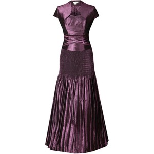 Fioletowa sukienka Fokus maxi z krótkim rękawem w stylu glamour