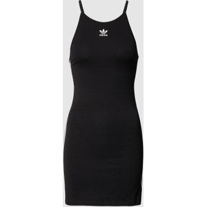Czarna sukienka Adidas Originals w sportowym stylu na ramiączkach z okrągłym dekoltem