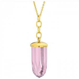 Manoki Naszyjnik z kryształowym, różowym szkłem na złotym łańcuszku