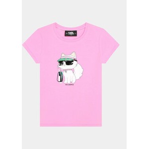 Różowa bluzka dziecięca Karl Lagerfeld z krótkim rękawem