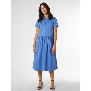 Niebieska sukienka Joop! midi z krótkim rękawem z dekoltem w kształcie litery v