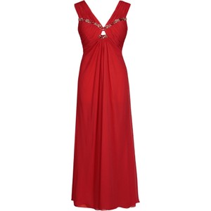 Czerwona sukienka Fokus z szyfonu maxi w stylu glamour
