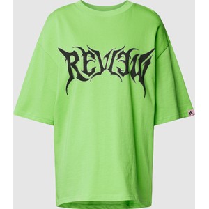 Zielony t-shirt Review w młodzieżowym stylu z krótkim rękawem z okrągłym dekoltem