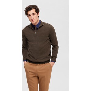Brązowy sweter Selected Homme ze stójką w stylu casual