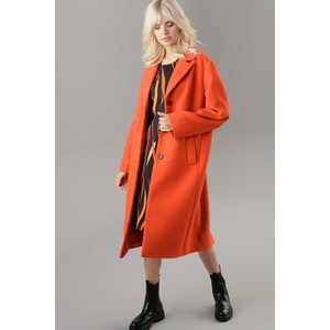 Pomarańczowy płaszcz Aniston z wełny bez kaptura przejściowa