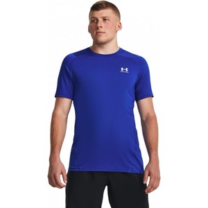 Niebieski t-shirt Under Armour termoaktywny w sportowym stylu z krótkim rękawem