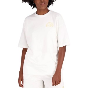 Bluzka New Balance z okrągłym dekoltem w sportowym stylu z krótkim rękawem