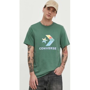 Zielony t-shirt Converse z nadrukiem w młodzieżowym stylu