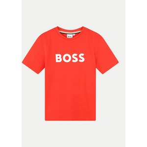 Czerwona koszulka dziecięca Hugo Boss z krótkim rękawem dla chłopców