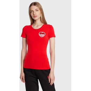 Czerwony t-shirt Love Moschino z krótkim rękawem