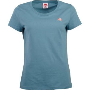 Niebieski t-shirt Kappa z okrągłym dekoltem z krótkim rękawem w sportowym stylu