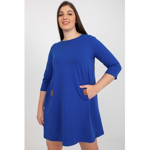 Niebieska sukienka 5.10.15 z długim rękawem dla puszystych w stylu casual