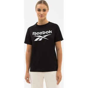 Czarny t-shirt Reebok z krótkim rękawem w sportowym stylu