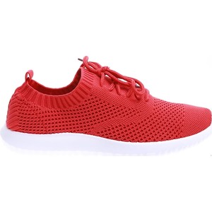 Czerwone buty sportowe Pantofelek24 sznurowane z płaską podeszwą w sportowym stylu