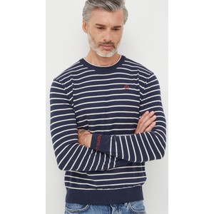 Granatowy sweter Pepe Jeans z wełny w młodzieżowym stylu