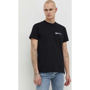 Czarny t-shirt Karl Lagerfeld w stylu casual z krótkim rękawem z bawełny