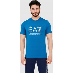 Niebieski t-shirt Emporio Armani z krótkim rękawem w młodzieżowym stylu