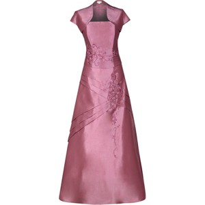 Różowa sukienka Fokus gorsetowa z krótkim rękawem