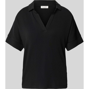 Czarna bluzka Marc O'Polo z bawełny z krótkim rękawem z dekoltem w kształcie litery v