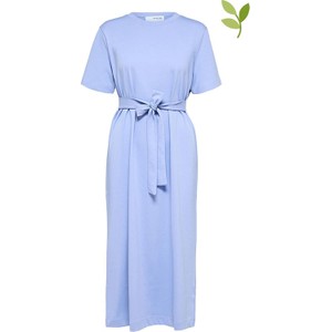 Niebieska sukienka Selected Femme w stylu casual z krótkim rękawem maxi