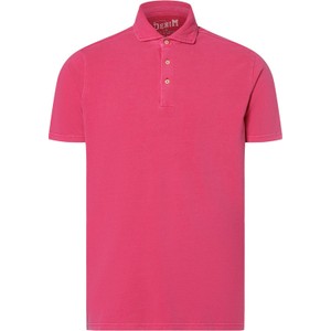 Różowa koszulka polo DENIM by Nils Sundström z bawełny w stylu klasycznym