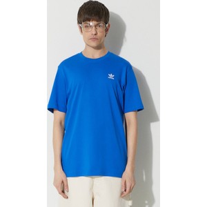 Niebieski t-shirt Adidas Originals z bawełny z krótkim rękawem