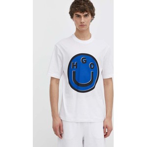 T-shirt Hugo Blue z nadrukiem z krótkim rękawem z bawełny