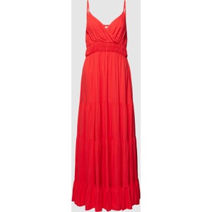 Czerwona sukienka YAS z dekoltem w kształcie litery v midi