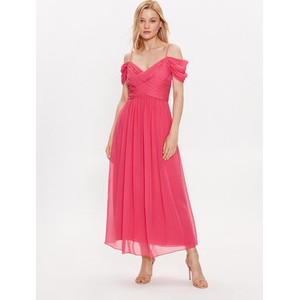 Różowa sukienka Luisa Spagnoli maxi z krótkim rękawem