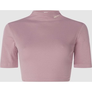Różowy t-shirt Reebok z krótkim rękawem w stylu casual z bawełny